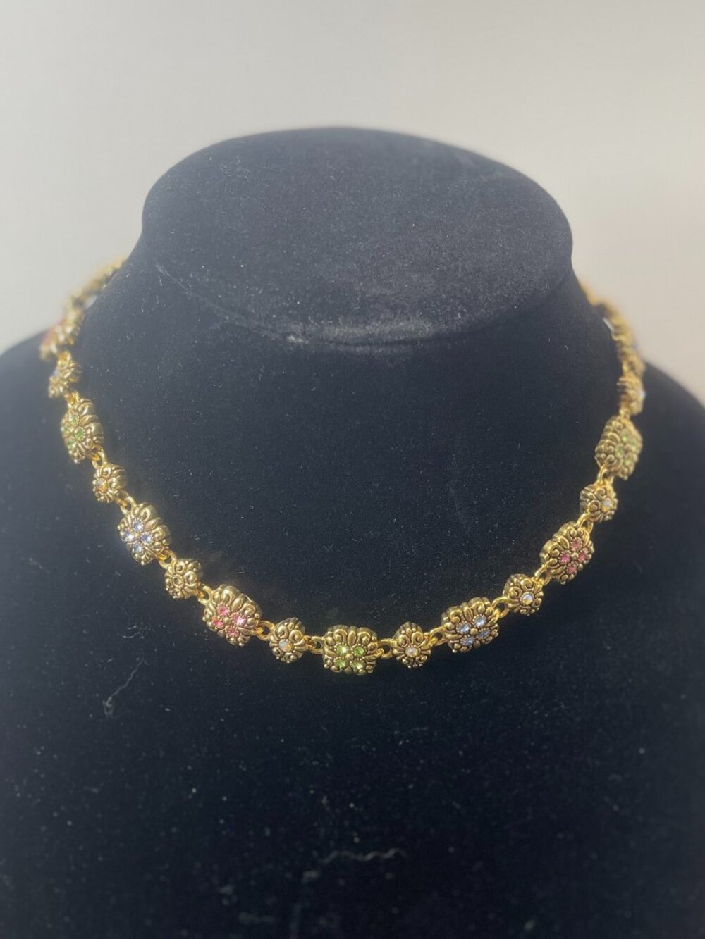 Multicolor Gold Floral Necklace - Choker - 90s - Taylor Swift
